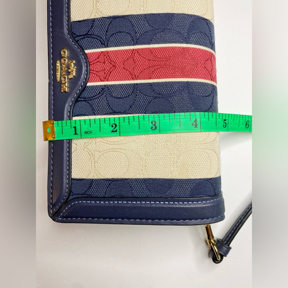 Coach Anna Foldover Clutch Crossbody Bag Cream and Red/Navy Stripe EUC! - Picture 10 of 10